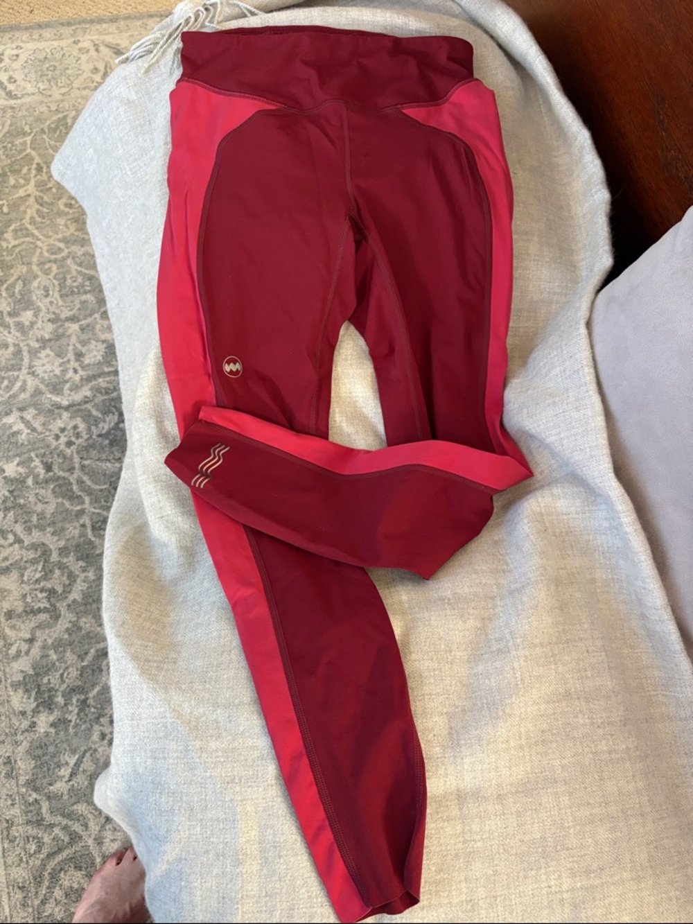 Janji Maroon and Pink Colorblock Performance Leggings